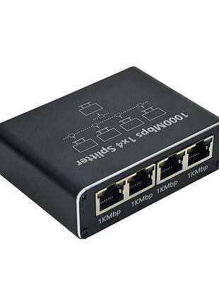 Разветвитель fonspro rj45 на 4 порта, сплитер сетевой ethernet 1000mbps