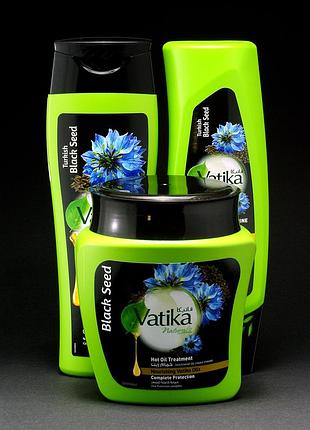 Набір vatika black seed (чорний кмин) dabur шампунь для росту волосся 200 мл +кондиціонер 200 мл +маска 500 мл
