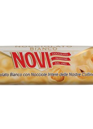 Шоколад novi белый с фундуком nocciolato bianco cioccolato bianco con nocciole intere delle nostre colline, 30 г