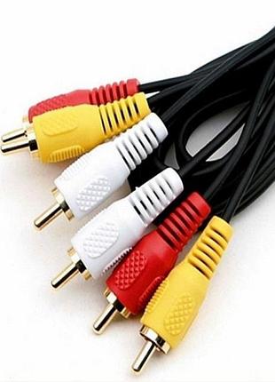 Кабель 3rca-3rca av (тюльпан)