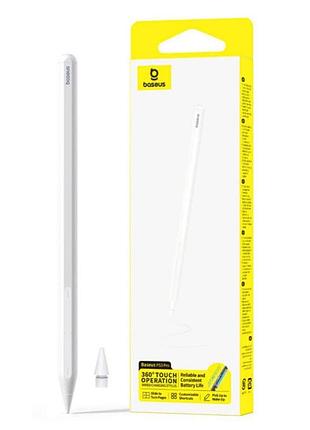 Стилус baseus smooth writing ps3 pro 360° touch operation wired charging stylus moon white (with type-c*1 cable and tip*1) 2