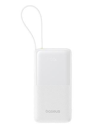 Зовнішній акумулятор baseus bipow 2 digital display power bank with built-in usb-c cable 20000mah 20w moon white