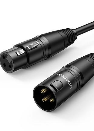 Аудіокабель ugreen av130 cannon male to female microphone extension audio cable 5m black