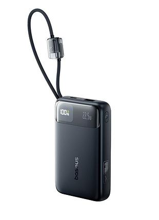 Зовнішній акумулятор baseus enerfill fc11 digital display power bank with dual built-in cables 20000mah 22.5w cosmic black