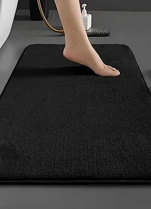 Коврик для ванной memory foam smooth premium. антискользящий, влагопоглощающий черный 80х50см
