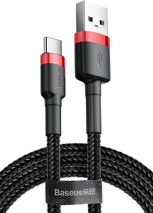 Кабель baseus cafule cable usb for type-c 2a 3m red+black