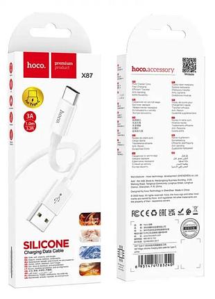 Кабель hoco x87 magic silicone charging data cable for type-c white 2