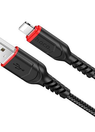 Кабель hoco x59 usb to ip 2.4a, 1m, nylon, tpe connectors, black