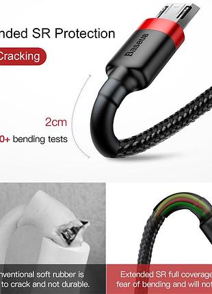 Кабель baseus cafule cable usb for micro 2a 3m red+black 10