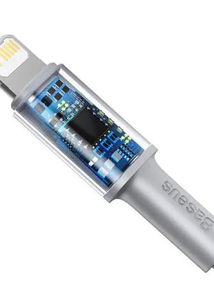 Кабель baseus high density braided fast charging data cable type-c to ip pd 20w 2m white 5