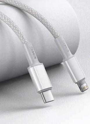 Кабель baseus high density braided fast charging data cable type-c to ip pd 20w 2m white 8