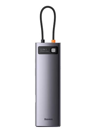 Usb-хаб baseus metal gleam series 12-in-1 multifunctional type-c hub docking station gray