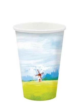 Стакан 340мл бумажный украинский пейзаж (1уп/50шт) тм kristal