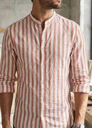 Мужская рубашка с длинными рукавами в полоску zara m slim fit