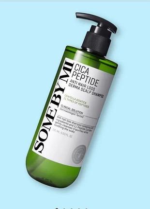 Some by mi - cica peptide anti hair loss derma scalp shampoo - зміцнювальний шампунь з комплексом 11 пептидів, які стимулюють ріст нових пасом, зменшу