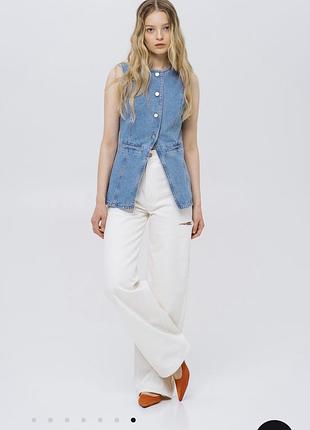 Джинси жіночі білі з розрізом match denim