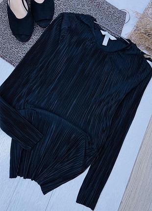 Чорна сатинова блуза h&m s блуза для вагітних  пліссе