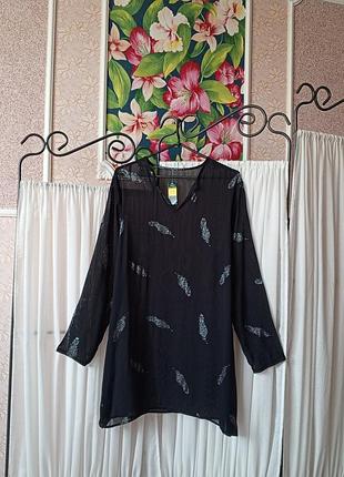 Красива чорна туніка в сріблясті пір'їнки st.michael from marks & spencer.