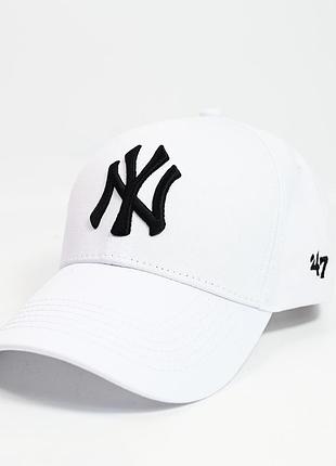Бейсболка ny з регулятором білий+чорний