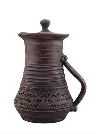 Кувшин (компотник) с крышкой глиняный 1,5л (декор) kr5004-2
