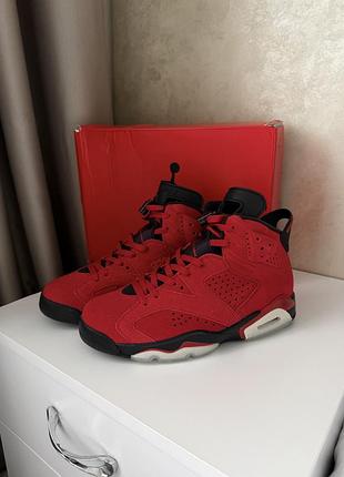 Чоловічі замшеві кросівки nike air jordan 6 retro "varsity red" оригінал