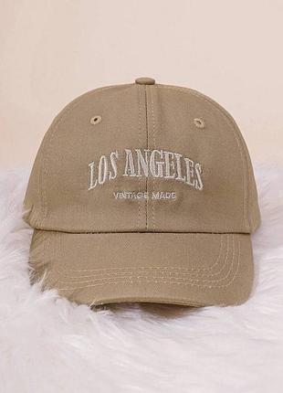 Кепка бейсболка la лос анжелес los angeles бавовняна бежевого кольору