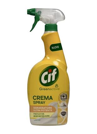 Обезжириватель cif greenactive crema spray limone свежий лимонный аромат 650мл
