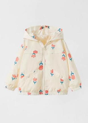 Куртка ветровка с тюльпанами zara