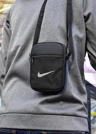 Борсетка черная nike сумка найк борсетка маленькая сумка через плечо сумка спорт 4