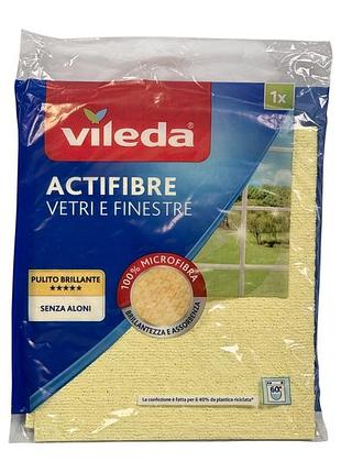 Серветка з мікрофібри vileda для вікон і скла actifibre vetri e finestre без розводів 32×34,5 см