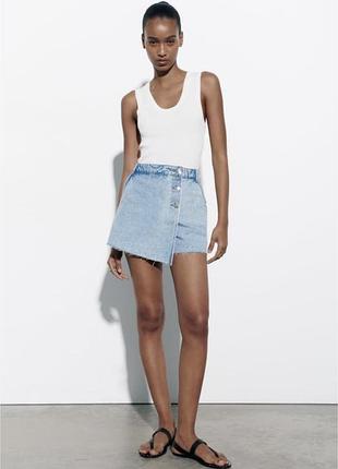 Женские джинсовые шорты-юбка варенка zara