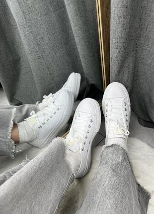 Оригінальні шкіряні  кеди на високій підошві converse platform розмір 37,5