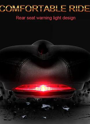 Большое мягкое велосипедное седло с амортизатором + led фонарем comfortable d4 сиденье, сидушка для велосипеда