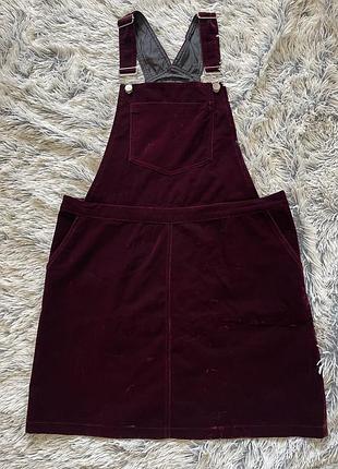 Жіночий велюровий сарафан у бордовому кольорі, розміру l/xl