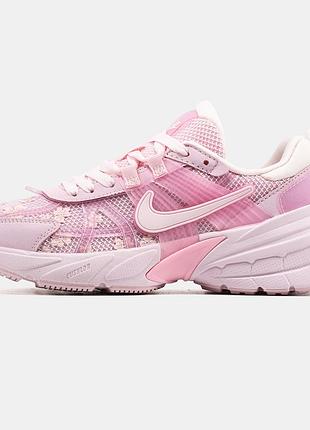 Женские кроссовки nike v2k runtek pink flowers найк розового цвета