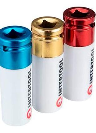 Ve набор ударных головок intertool new version для алюминиевых дисков 17x19x21мм 1/4 дюйма цветные тор n6w_ver 4