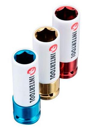 Ve набор ударных головок intertool new version для алюминиевых дисков 17x19x21мм 1/4 дюйма цветные тор n6w_ver 5