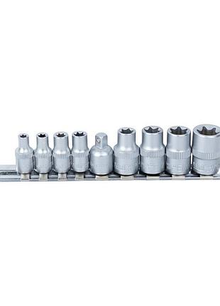 Набір насадок torx (4 шт 1/4" 4шт 3/8") з перехідником на планці 9шт crv sigma (6086541)