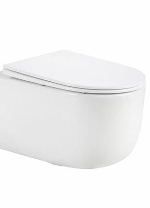 Унитаз подвесной qtap taurus ultra quiet 515×360×350 мм, white, с сиденьем slim duroplast / soft-close / quick release