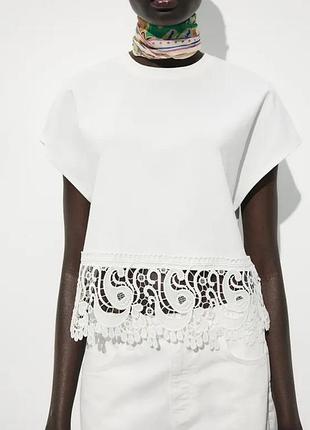 Zara бавовняний топ з вишивкою