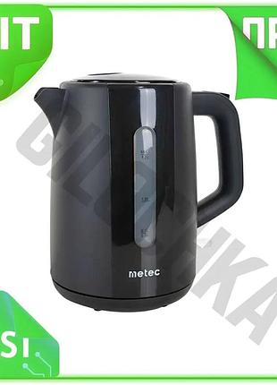 Ve електрочайник пластиковий metec 1,7л new version чорний чайник для дому та офісу n6w_ver