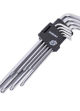 Ключі torx 9шт t10-t50мм crv (довгі з отвором) sigma (4022231)