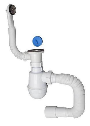 Сифон для мийки 11/2"х40 з різьб.випуском, гофротрубою 40х40/50 та гнучк.кругл.переливом millz 1/40