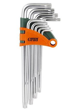 Ключі torx 9шт t10-t50мм crv (середні з отвором) grad (4022285)