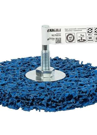 Круг зачистний з нетканого абразиву (корал) ø100мм із тримачем синій середня жорсткість sigma (9175231)