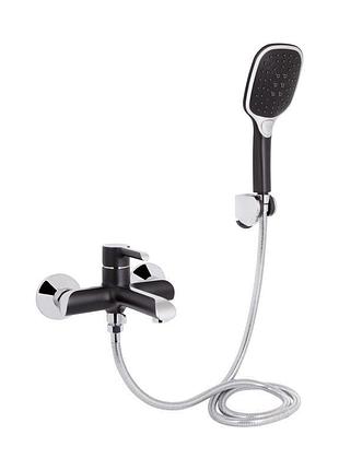 Смеситель для ванны qtap grand (с душевым гарнитуром) qtgrabcr006 chrome/black