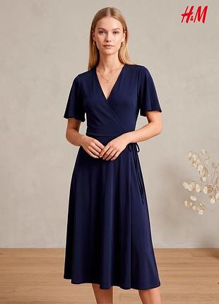 Новое темно синее платье с поясом h&amp;m xs