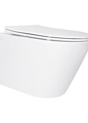 Унитаз подвесной qtap swan безободковый ultra quiet c сиденьем soft-close qt16335179w
