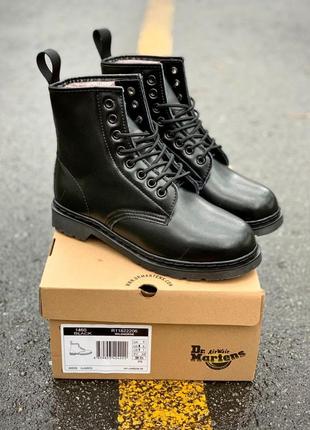 Черевики dr. martens 1460 smooth mono black fur ботинки зимние с мехом2 фото