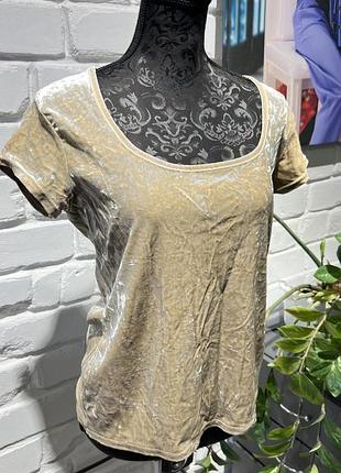 Жіноча оксамитова футболка, беж, new look, 44/16 розмір